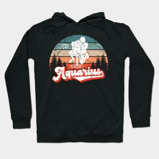 Aquarius Zodiac Sign - Distressed Retro Sunset Hoodie